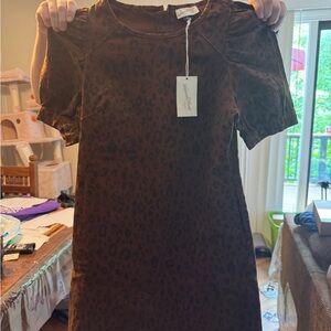 Universal Thread Brown Animal Print Short Sleeve Dress